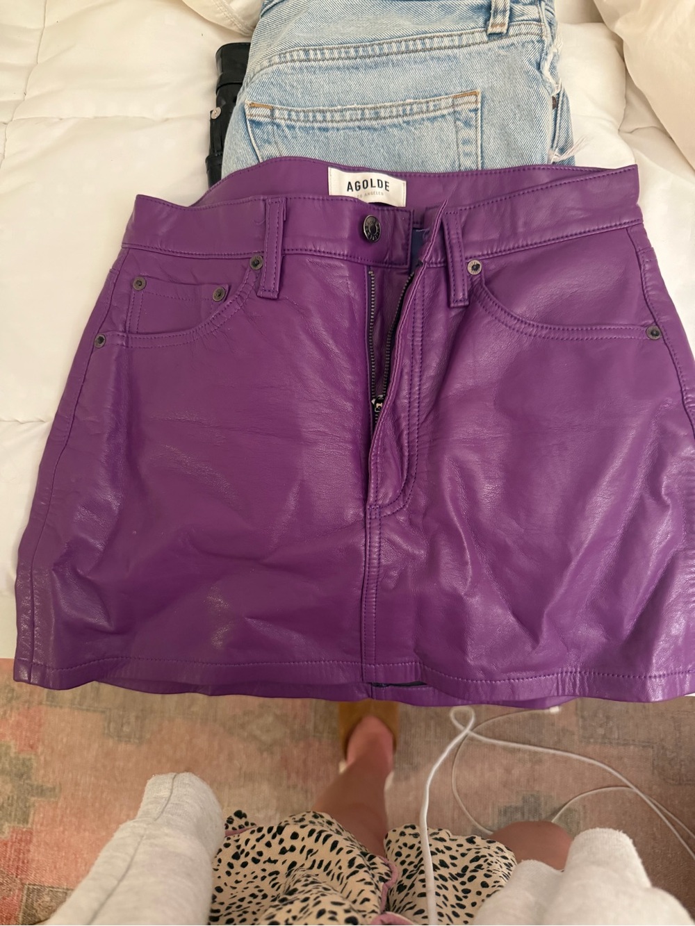 Agolde leather mini skirt